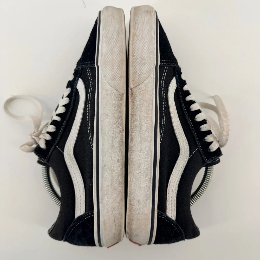 Vans Old Skool Classic Skate Shoes‎ Low Top Black White Suede Canvas Mens 8.5